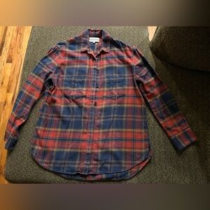 Madewell plaid oversize button up flannel shirt XS 100% cotton